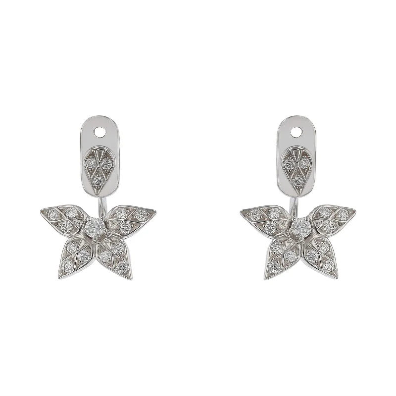 Women’s gemstone drop earrings-Lily Artisan Pave Diamond Full Earring Jackets in 18K White Gold