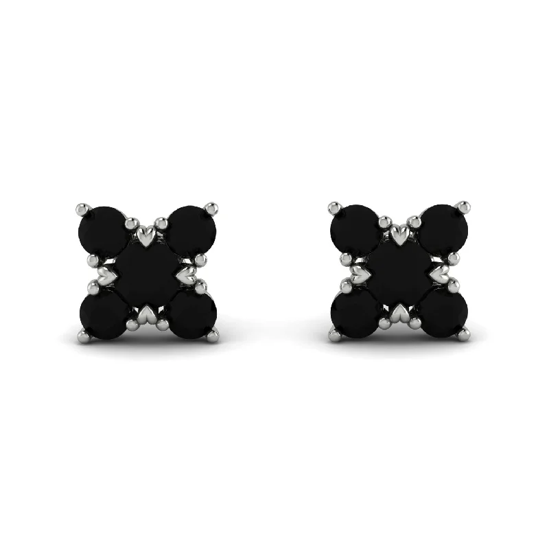 Women’s boho chic earrings-Geometrical 5 Black Diamonds Stud Earrings - Noa No. 39