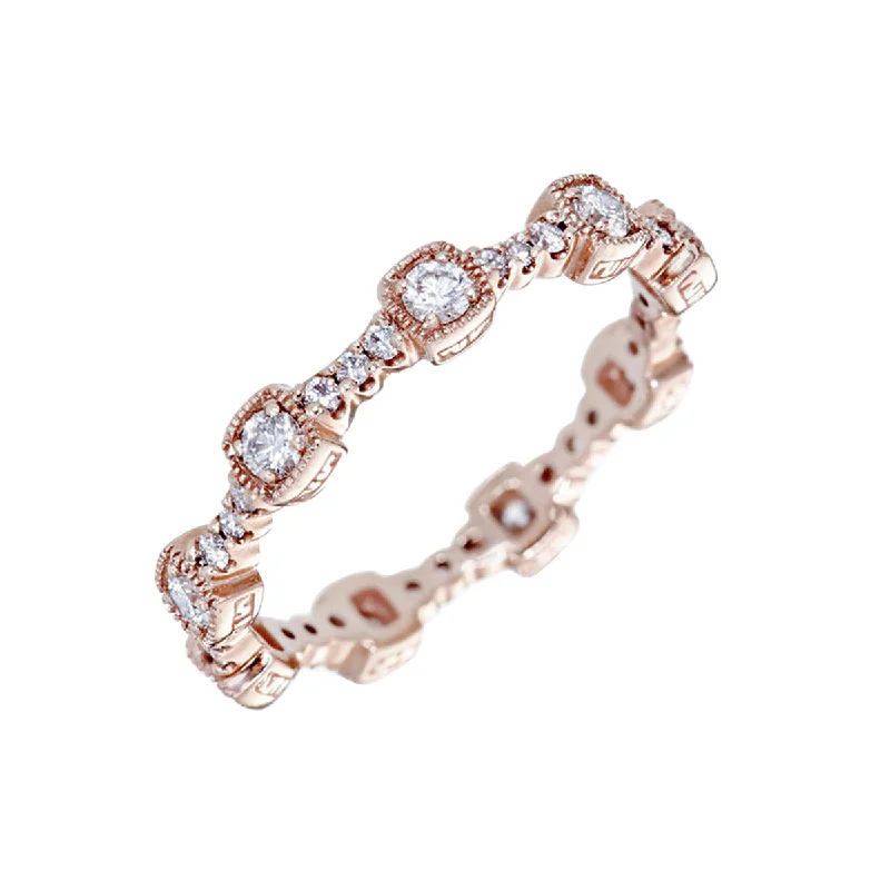 Women’s oval sapphire engagement ring-14K Rose Gold Diamond Eternity Band