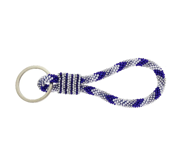 Women’s rose gold necklace-Game Day Roll-On® Keychain <br> - Blue & White