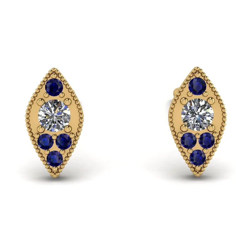 Women’s colorful earrings-Milgrain Marquise Diamond Earrings - Faye No. 61