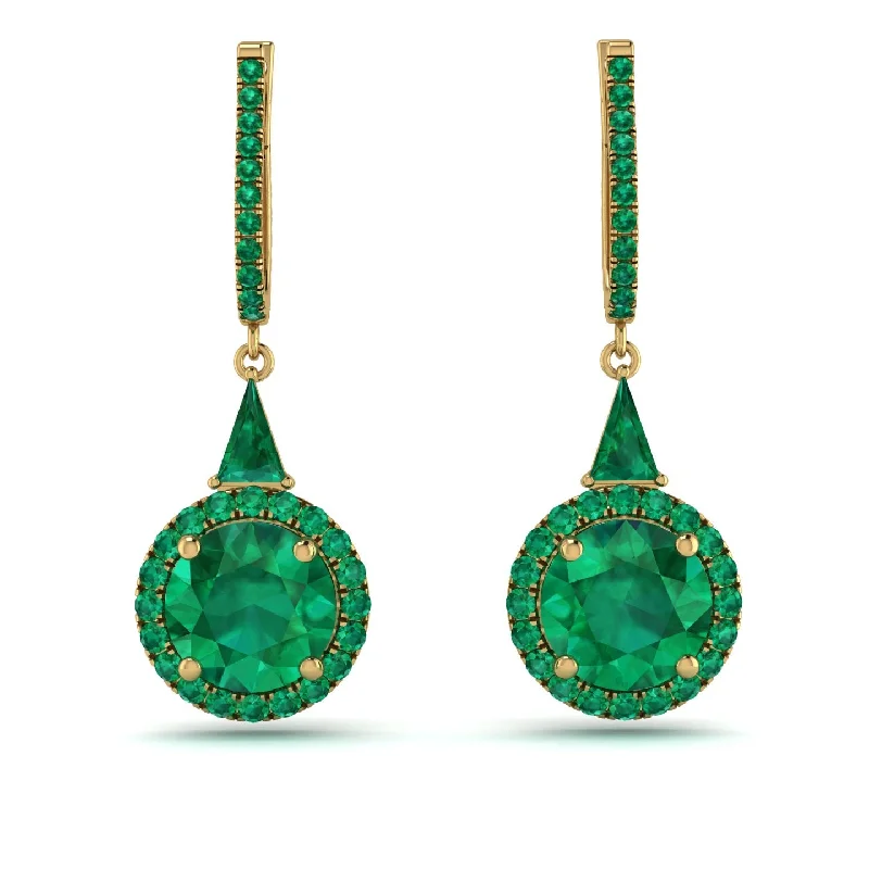 Women’s luxury diamond earrings-Hidden Halo Emerald Earrings - Joanna No. 19