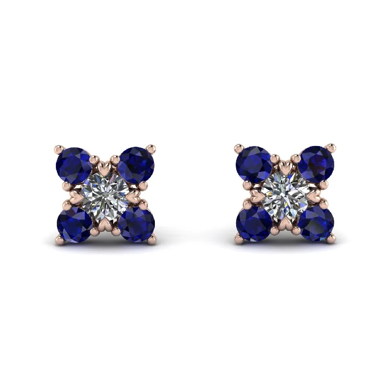 Women’s pearl earrings-Geometrical 5 Diamonds Stud Earrings - Noa No. 62