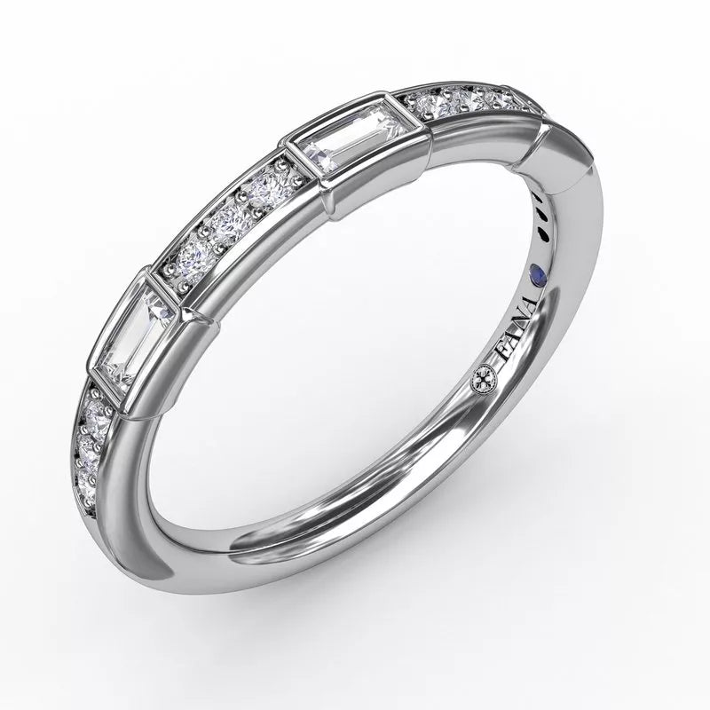 Women’s three-stone sapphire engagement ring-Fana Baguette and Bar Diamond Band 7344