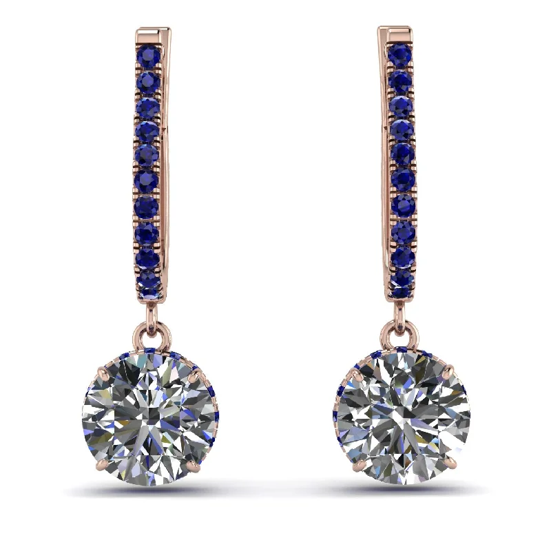 Women’s sapphire earrings-Diamond Dangle Earrings With Hidden Halo - Adaline No. 62