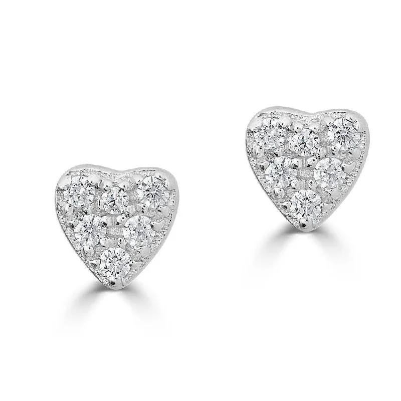 Women’s square earrings-EMILIQUE 14KT GOLD 0.06 CTW DIAMOND PAVÉ HEART STUD EARRINGS