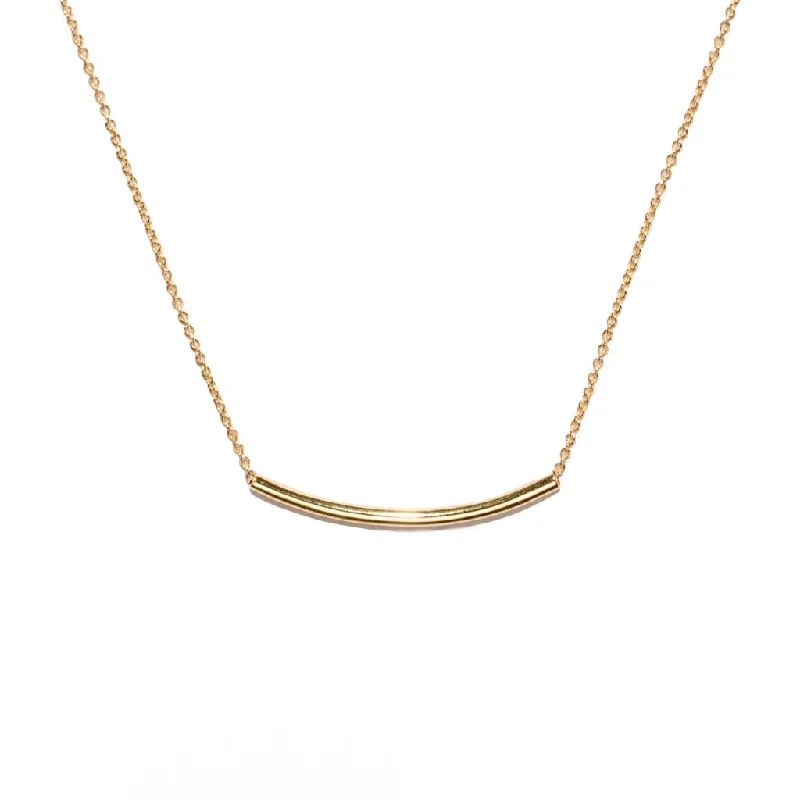 Women’s gold necklace-<!--NK951-->curved tubular mirror necklace