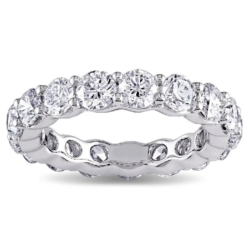 Women’s silver-plated ring-Miadora Signature Collection 18k White Gold 4ct TDW Diamond Eternity Ring