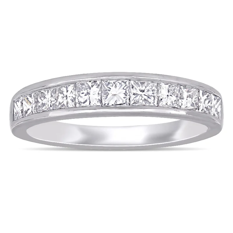 Women’s silver ring-Miadora 14k White Gold 4/5ct TDW Princess-cut Diamond Graduated Anniversary band Ring