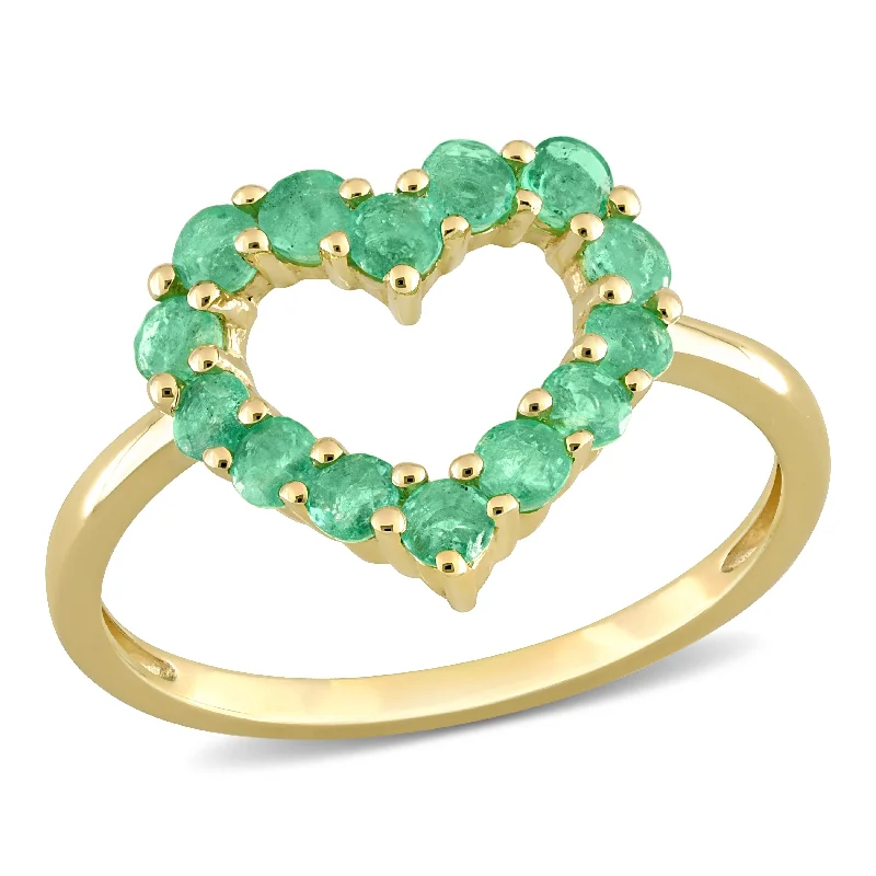 Women’s gold-plated engagement ring-Miadora 3/4ct TGW Emerald Heart Ring in 10k Yellow Gold