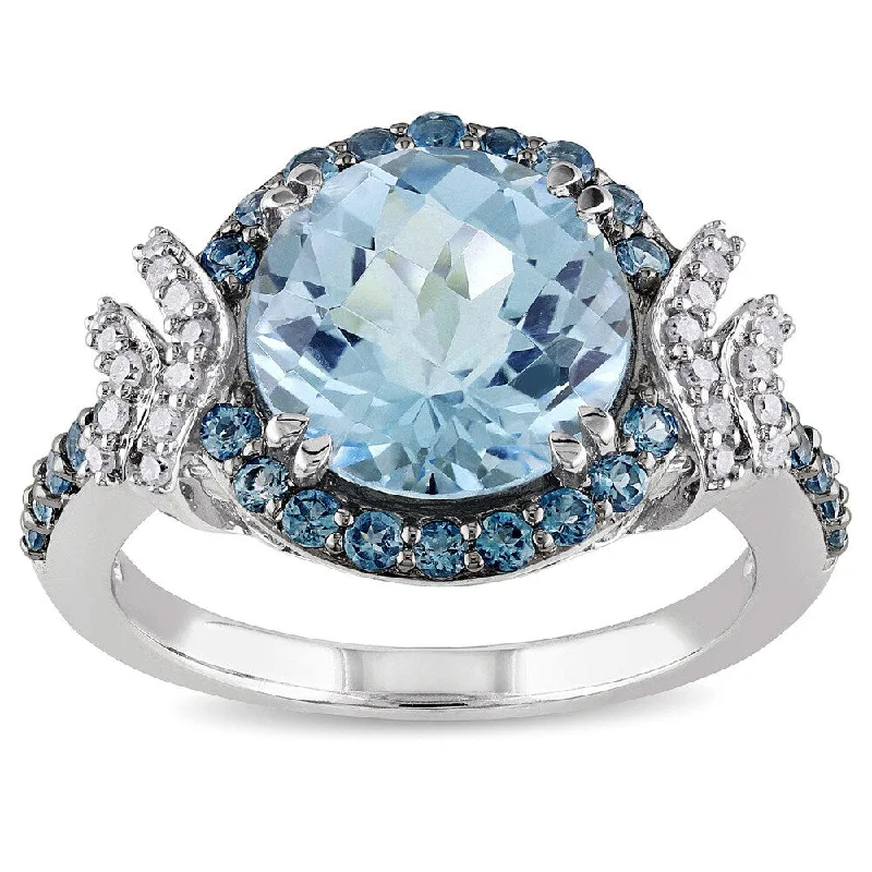 Women’s diamond ring-Miadora Silver Blue Topaz and 1/8ct TDW Diamond Ring (H-I, I2-I3)