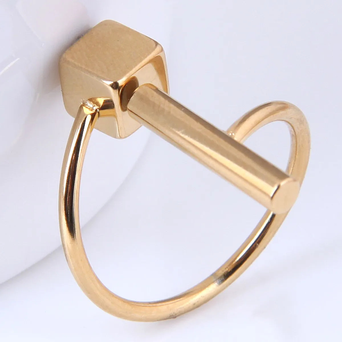 Women’s statement ring-Korean Fashion Stainless Steel Simple Vertical Strip Rubik's Cube Ring