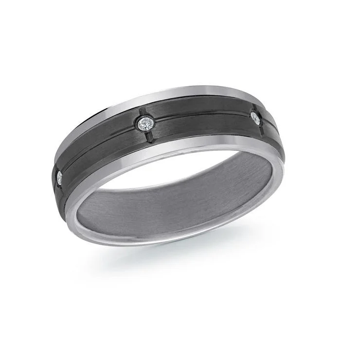 Women’s trendy ring-Black and Grey Tantalum 7mm Men's Ring