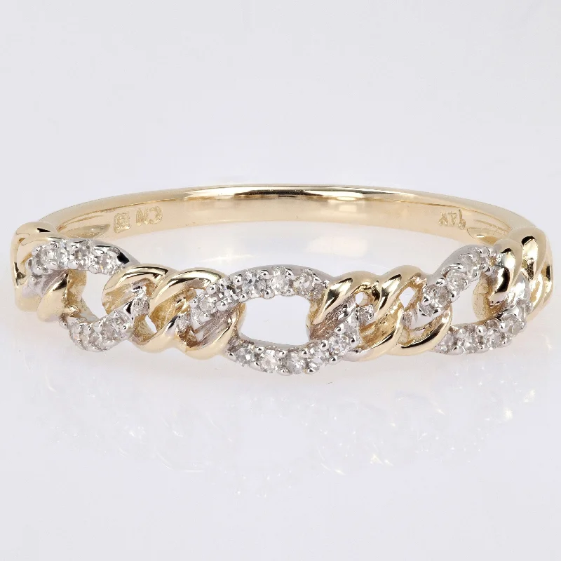 Women’s wide-band engagement ring-Miadora 1/10ct TDW Diamond Stackable Curb Link Ring in 14k Yellow Gold