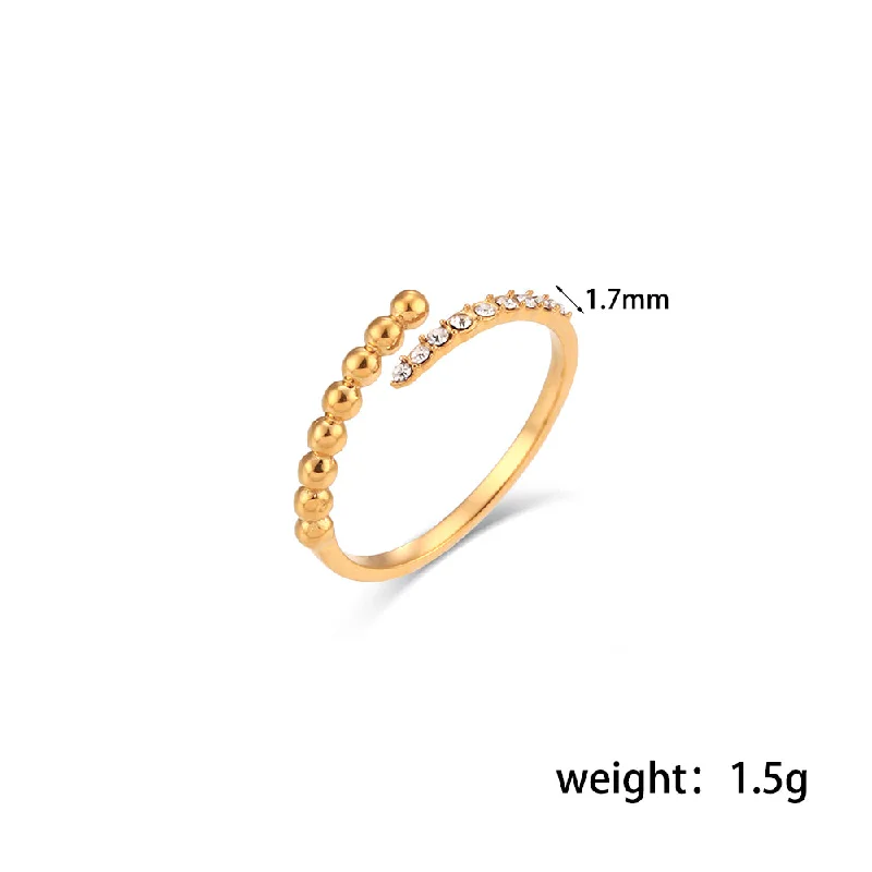 Asymmetric Beads Zircon Opening Thin Ring