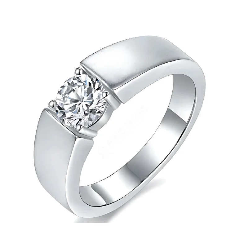 Women’s pearl ring-RSR-214: Sophisticated Matte-Finish Moissanite Diamond Ring