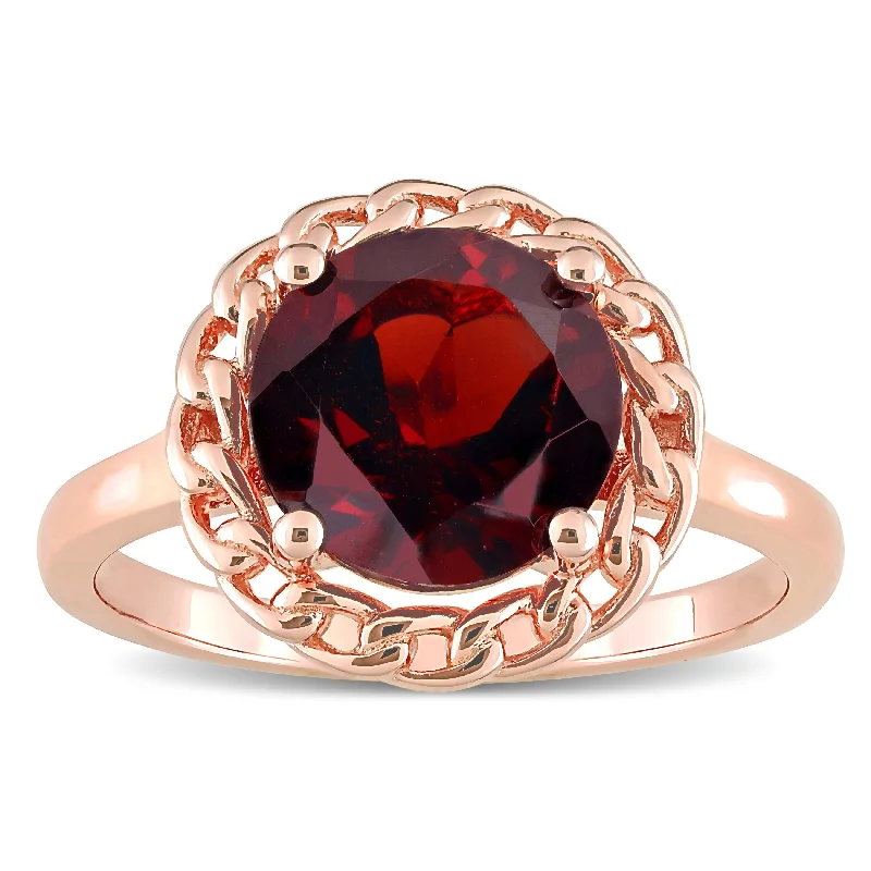 Women’s elegant engagement ring-Miadora 3 CT TGW Garnet Fashion Ring Pink Silver Pink Plated