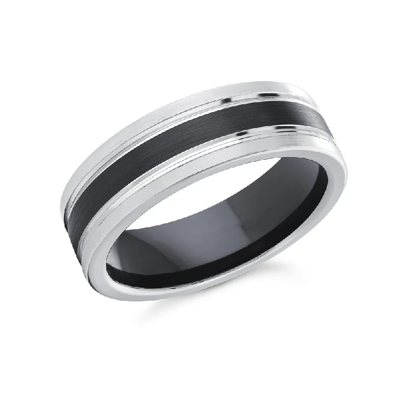 Women’s emerald ring-White and Black Cobalt 7mm Men's Ring