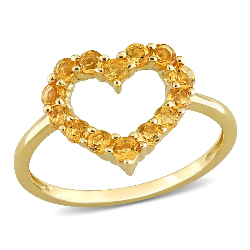 Women’s intricate ring-Miadora 3/5ct TGW Citrine Heart Ring in 10k Yellow Gold