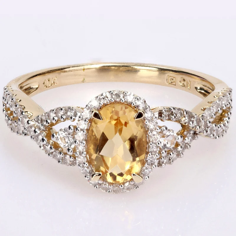 Women’s opal ring-Miadora 10k Yellow Gold Citrine, White Sapphire and 1/3ct TDW Diamond Halo Infinity Ring