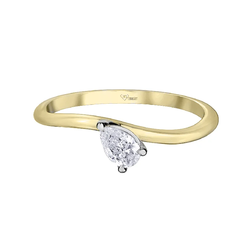 Women’s promise ring-10kt Yellow Gold 0.25ct Pear Canadian Diamond Ring