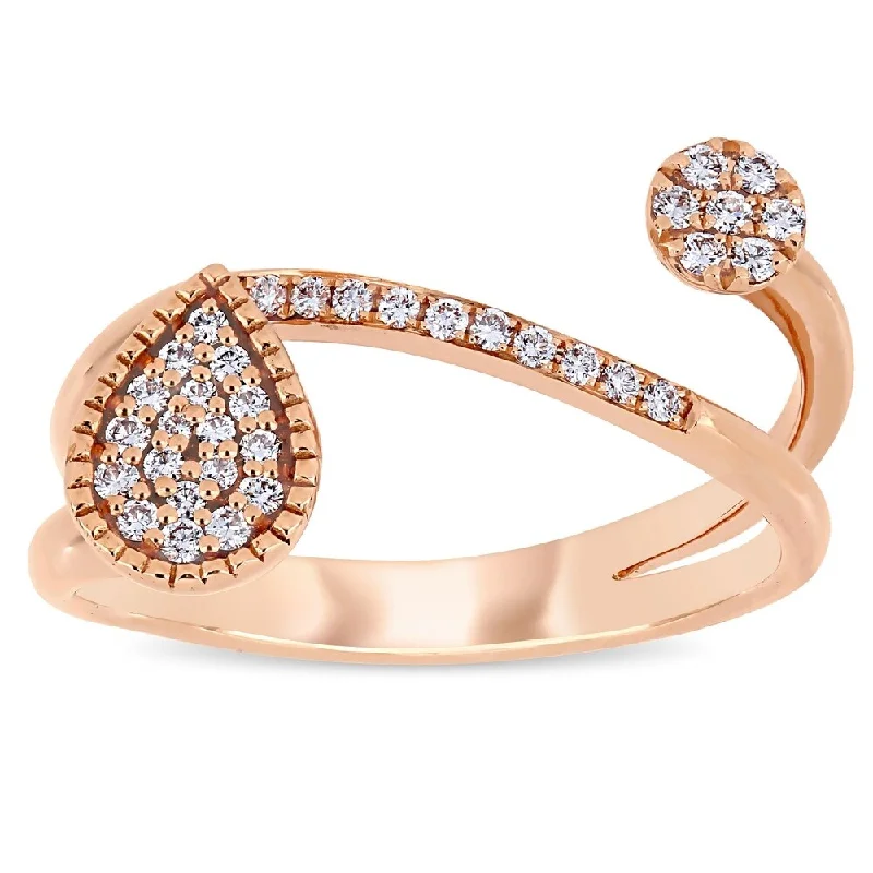 Women’s rose gold engagement ring-Miadora 14k Rose Gold 1/5ct TDW Diamond Crossover Teardrop and Circle Cluster Ring