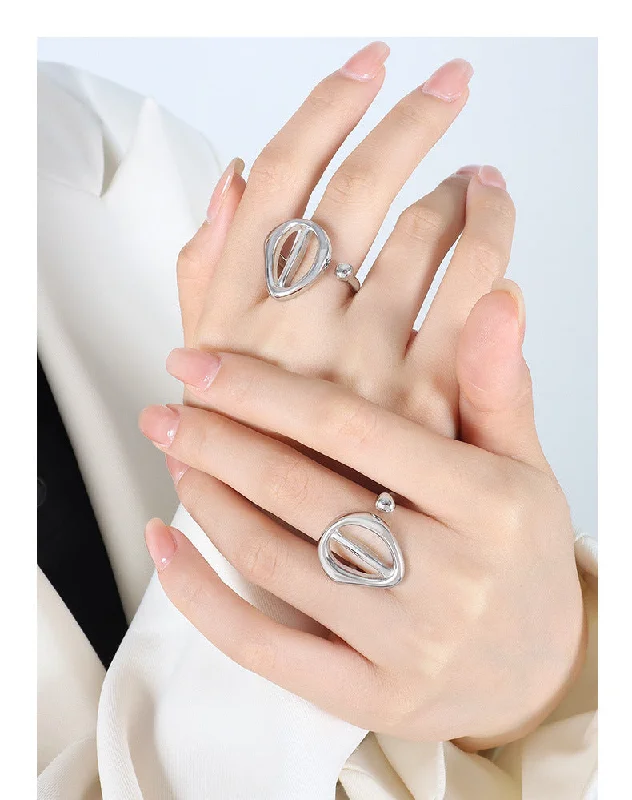 Women’s cluster ring-Simple Style Solid Color Titanium Steel Irregular Plating Gold Plated Rings