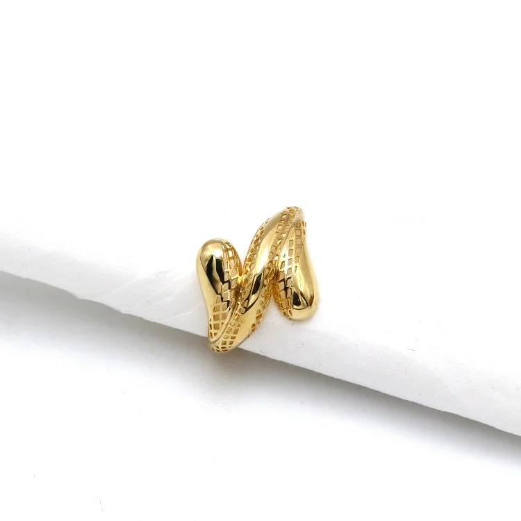 Women’s oval-shaped ring-Real Gold Net Teardrop Ring 0286 (Size 7) R2646