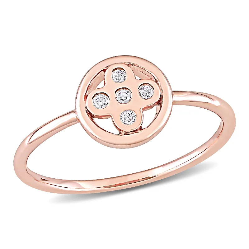 Women’s minimalist ring-Miadora 10k Rose Gold Diamond Accent Geometric Circular Flower Ring