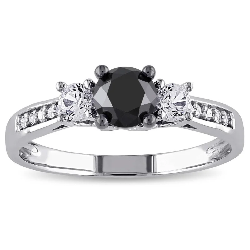 Women’s halo diamond ring-Miadora 10k White Gold 4/5ct TDW Diamond and Created White Sapphire Ring