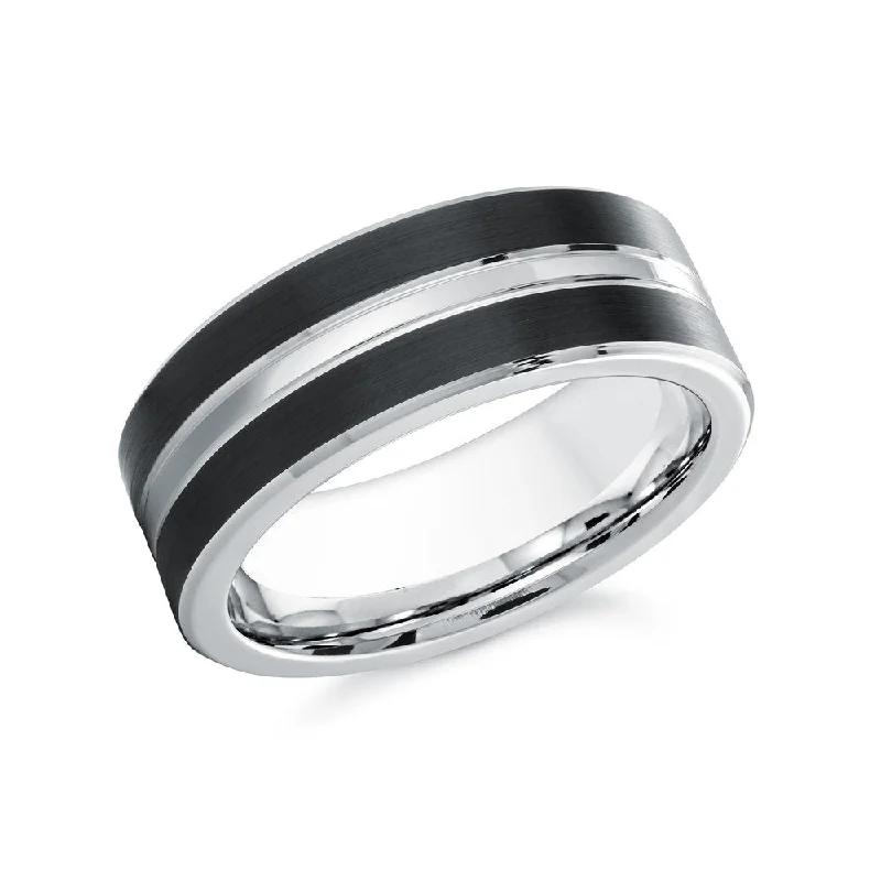 Women’s adjustable ring-White and Black Cobalt 8mm Men's Ring