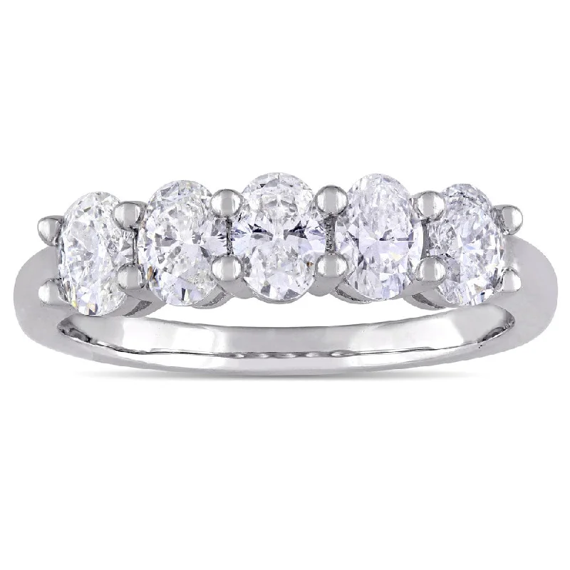 Women’s vintage wedding ring-Miadora Signature Collection 14k White Gold 1 5/8ct TDW Oval-cut Diamond Anniversary Band Ring