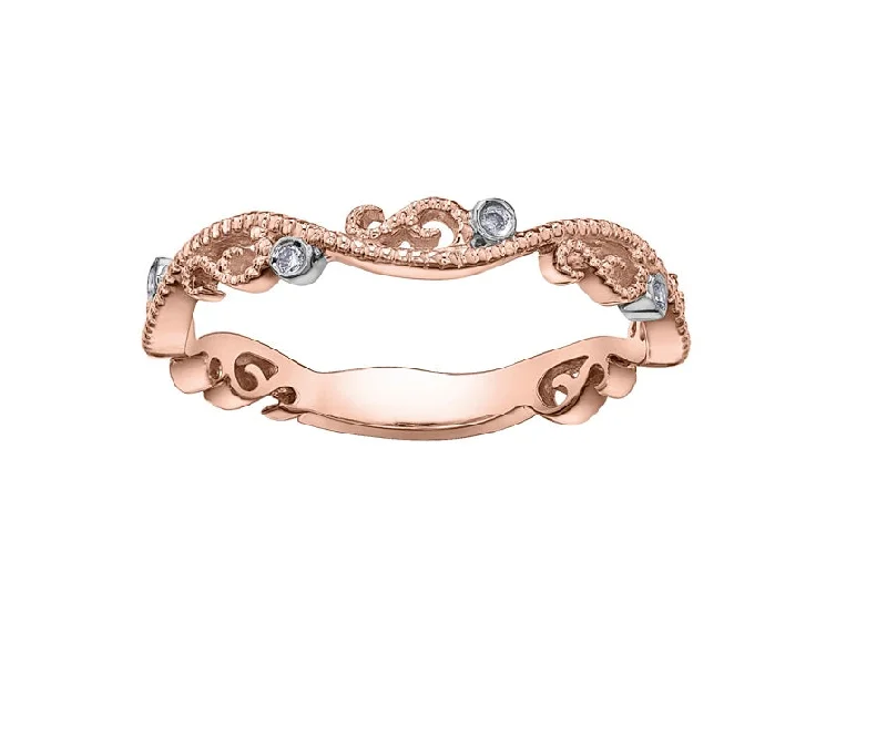 Women’s cluster diamond ring-10kt Rose Gold Diamond Stackable Ring