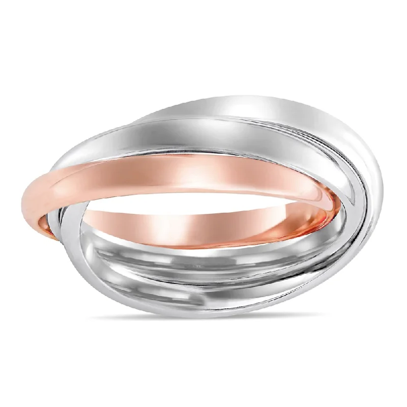 Women’s custom ring-Miadora Signature Collection 2-Tone 14k White and Rose Gold Interlaced Triple Band Ring