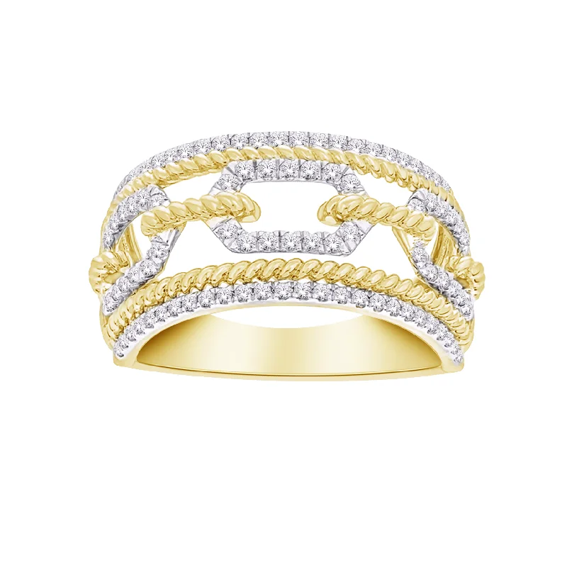 Women’s moonstone ring-10kt Yellow Gold Diamond Link Chain Ladies Ring