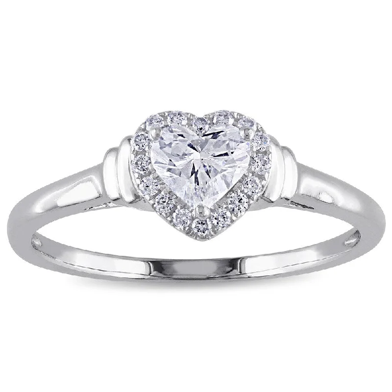 Women’s gold ring-Miadora Signature Collection 14k White Gold 1/2ct TDW Heart Diamond Ring