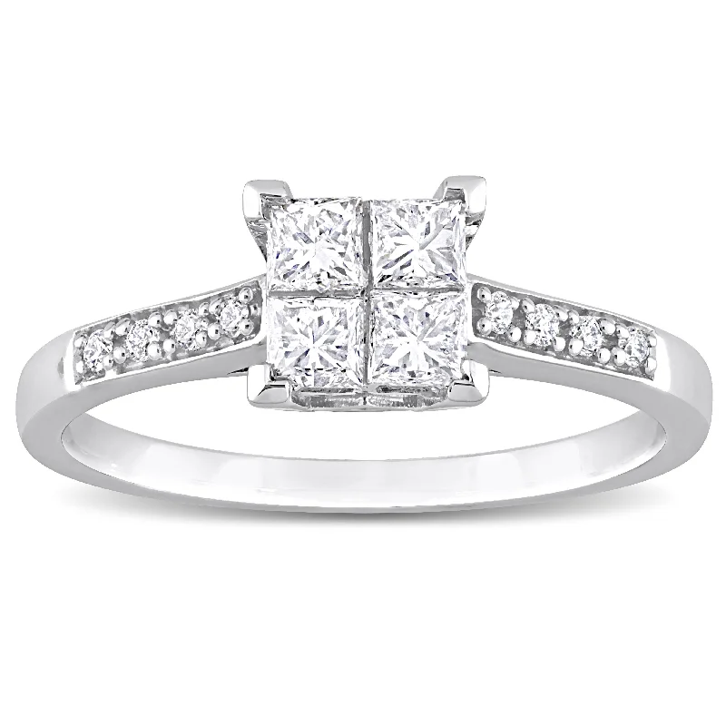 Women’s men’s style ring-Miadora 5/8ct TDW Diamond Square Ring in 10k White Gold