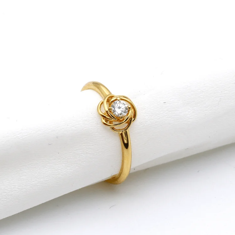 Women’s luxury gemstone ring-Real Gold Flower Stone Ring 0425 (Size 9) R2004