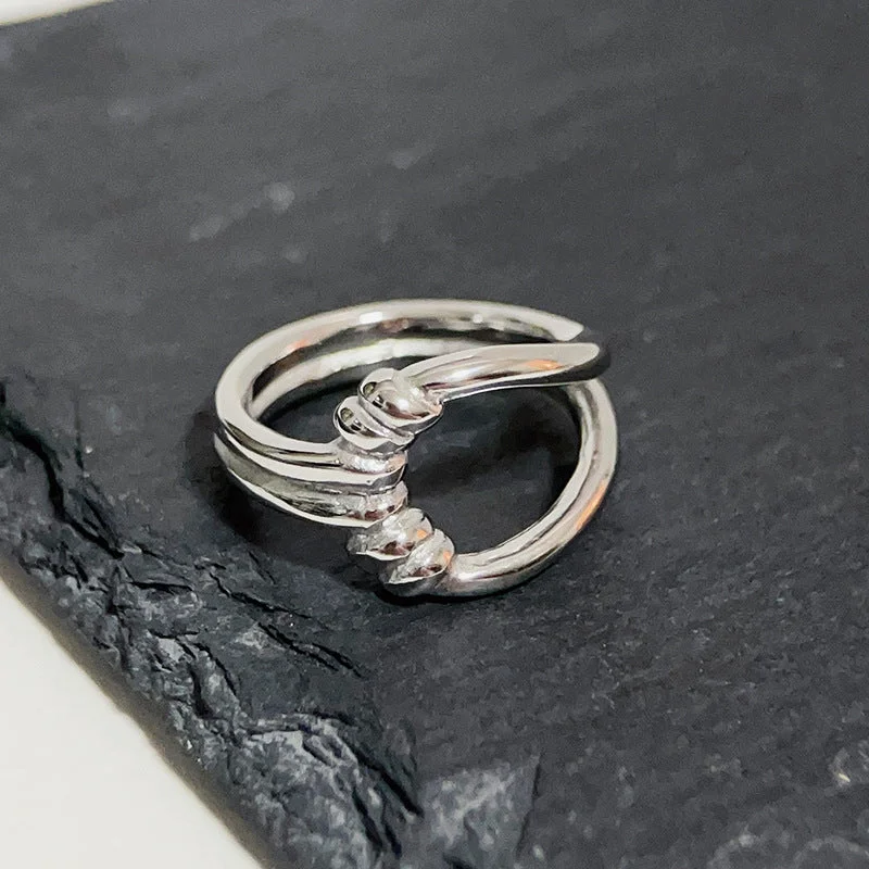 Sd111 Steel Geometric Thick Line Ring