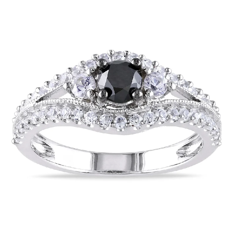 Women’s zodiac ring-Miadora Sterling Silver 1ct TDW Black Diamond and White Sapphire Ring