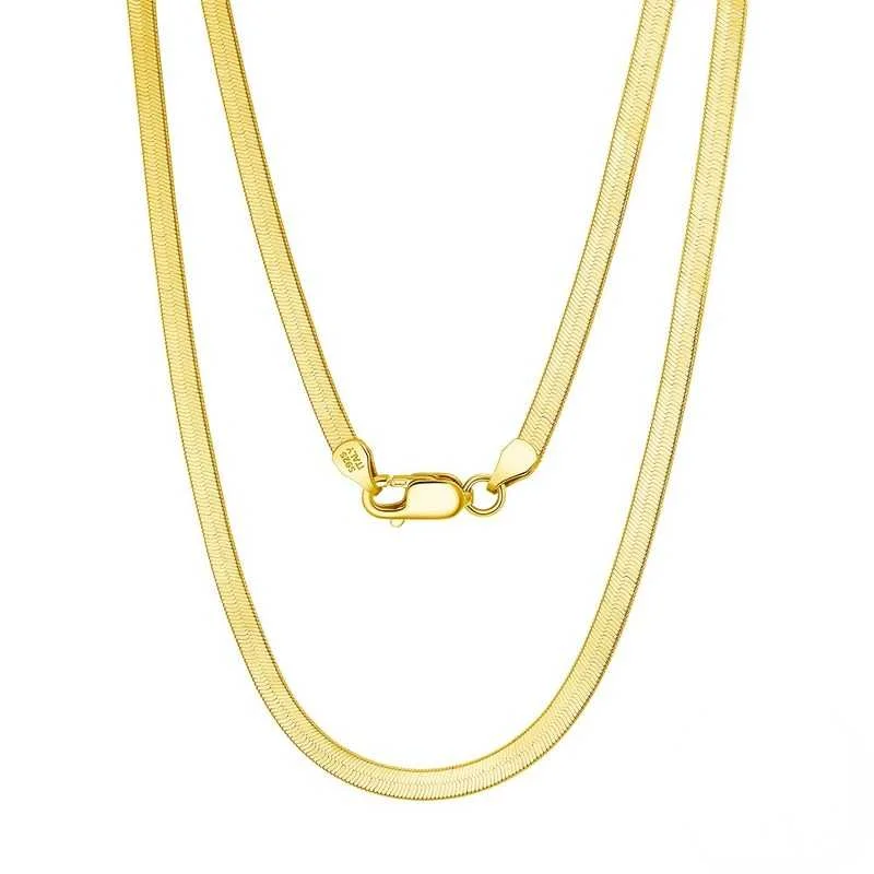 Women’s gold-plated necklace-14k Gold Herringbone Necklace 4.5mm