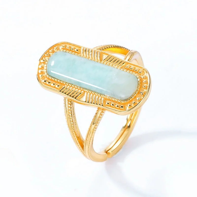 Women’s vintage engagement ring-Amazonite Ring in 10k  Gold Vermeil