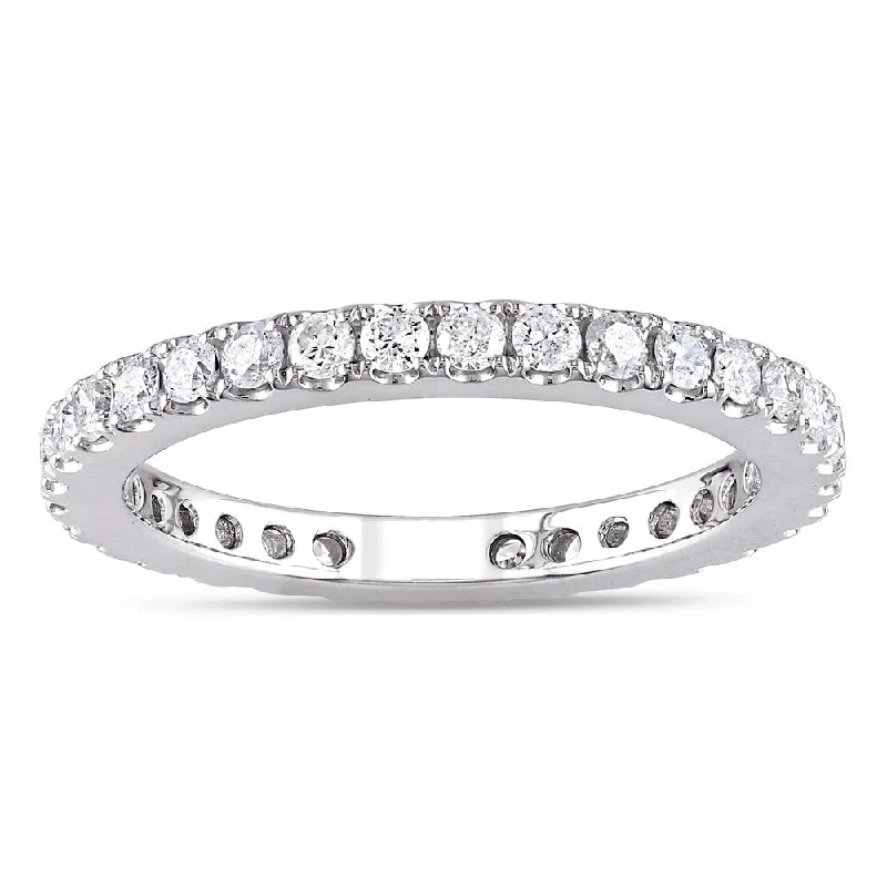 Women’s gemstone solitaire ring-Miadora Signature Collection 14k White Gold 1ct TDW Diamond Eternity Ring