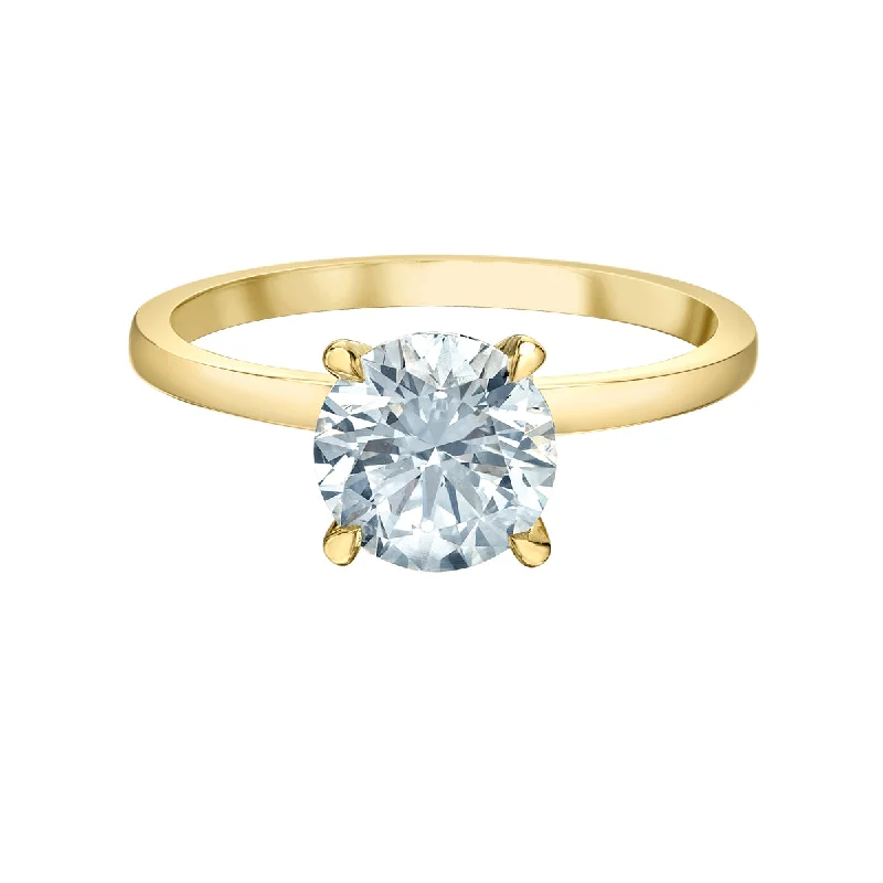 Women’s custom engraving ring-14kt Yellow Gold 1.57cttw Round Lab-Created Diamond Hidden Halo Ring