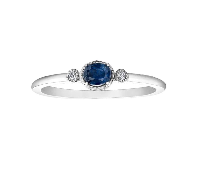 Women’s classic solitaire ring-10kt White Gold Kyanite and Diamond Stackable Ring