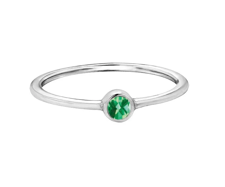 Women’s rose gold engagement ring-10kt White Gold Emerald Ring