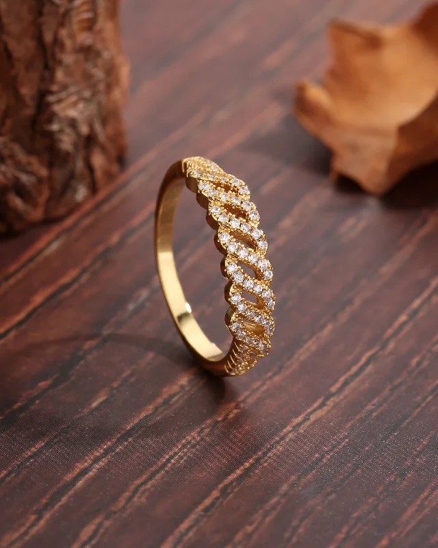 Women’s designer ring-Glam Geometric Copper Plating Inlay Zircon 18k Gold Plated Rings