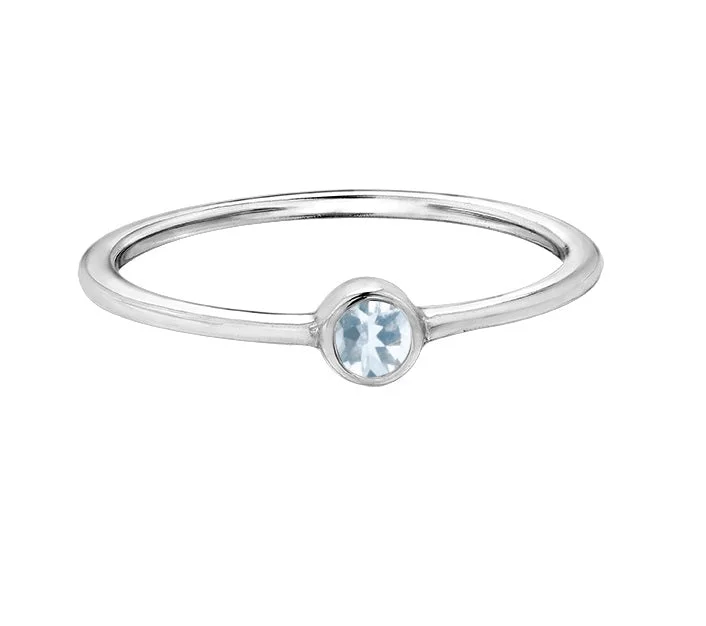 Women’s halo engagement ring-10kt White Gold Aquamarine Ring