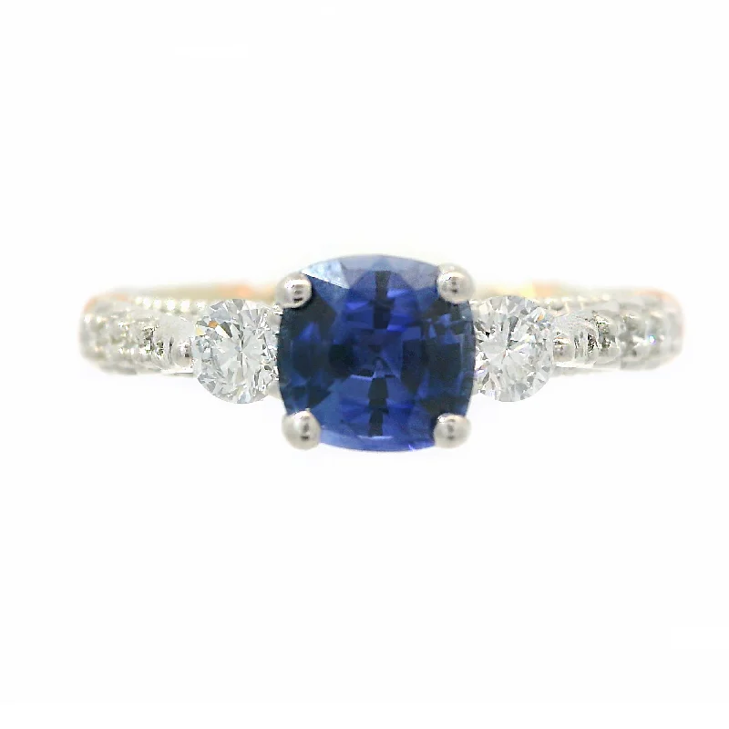 Women’s double-band ring-14kt Gold 0.96ct Sapphire and 0.35cttw Lab-Grown Diamond Ring