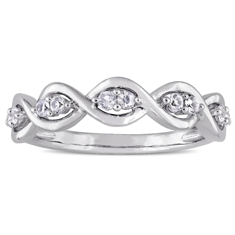 Women’s simple ring-Miadora Signature Collection 14k White Gold White Sapphire Stackable Infinity Anniversary Ring